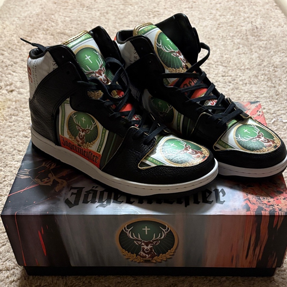 Jagermeister Black and Green High-Top Sneakers